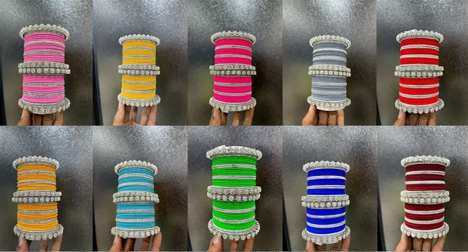 Palin Designer Silver Bangles Set Wholesale Online
